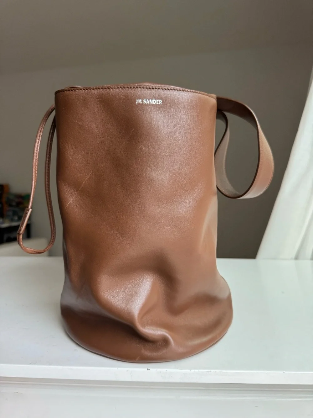 Jil Sander Brown Leather Bucket Bag